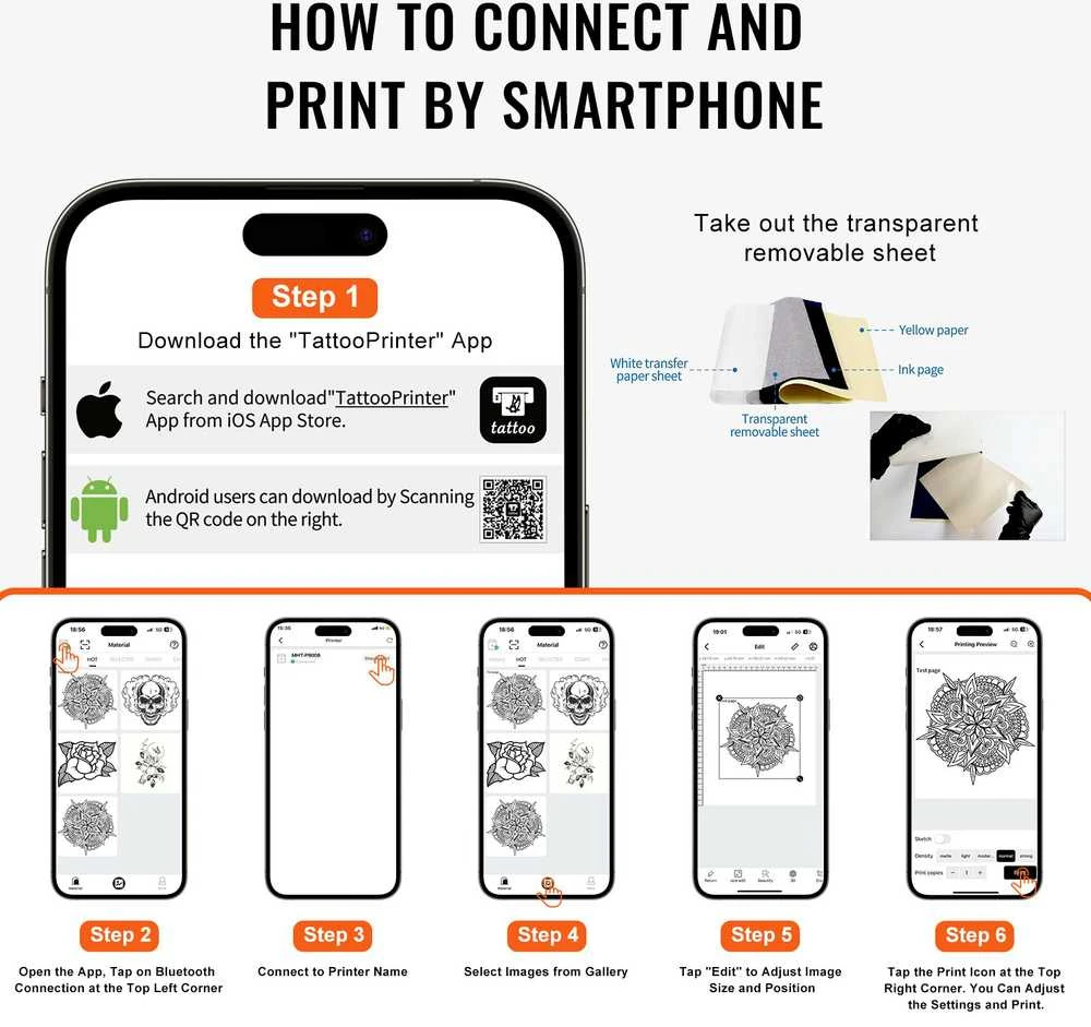 VEVOR Bluetooth tatuiruočių pernešimo spausdintuvas