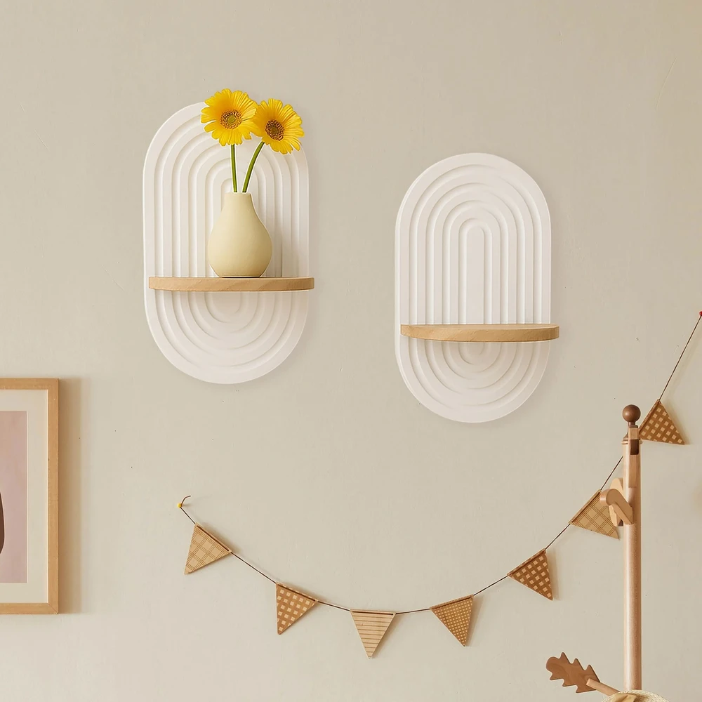 Relaxdays Boho stiliaus sieninės lentynėlės, 2 vnt. komplektas