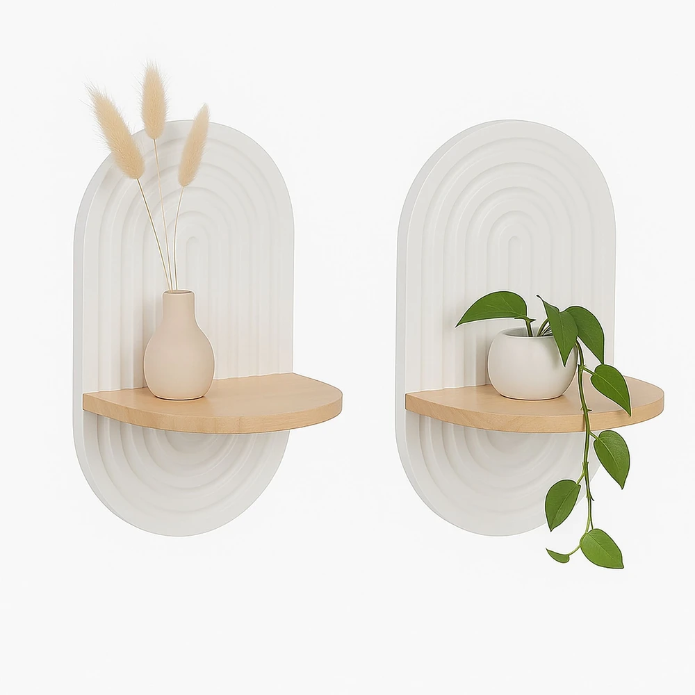 Relaxdays Boho stiliaus sieninės lentynėlės, 2 vnt. komplektas
