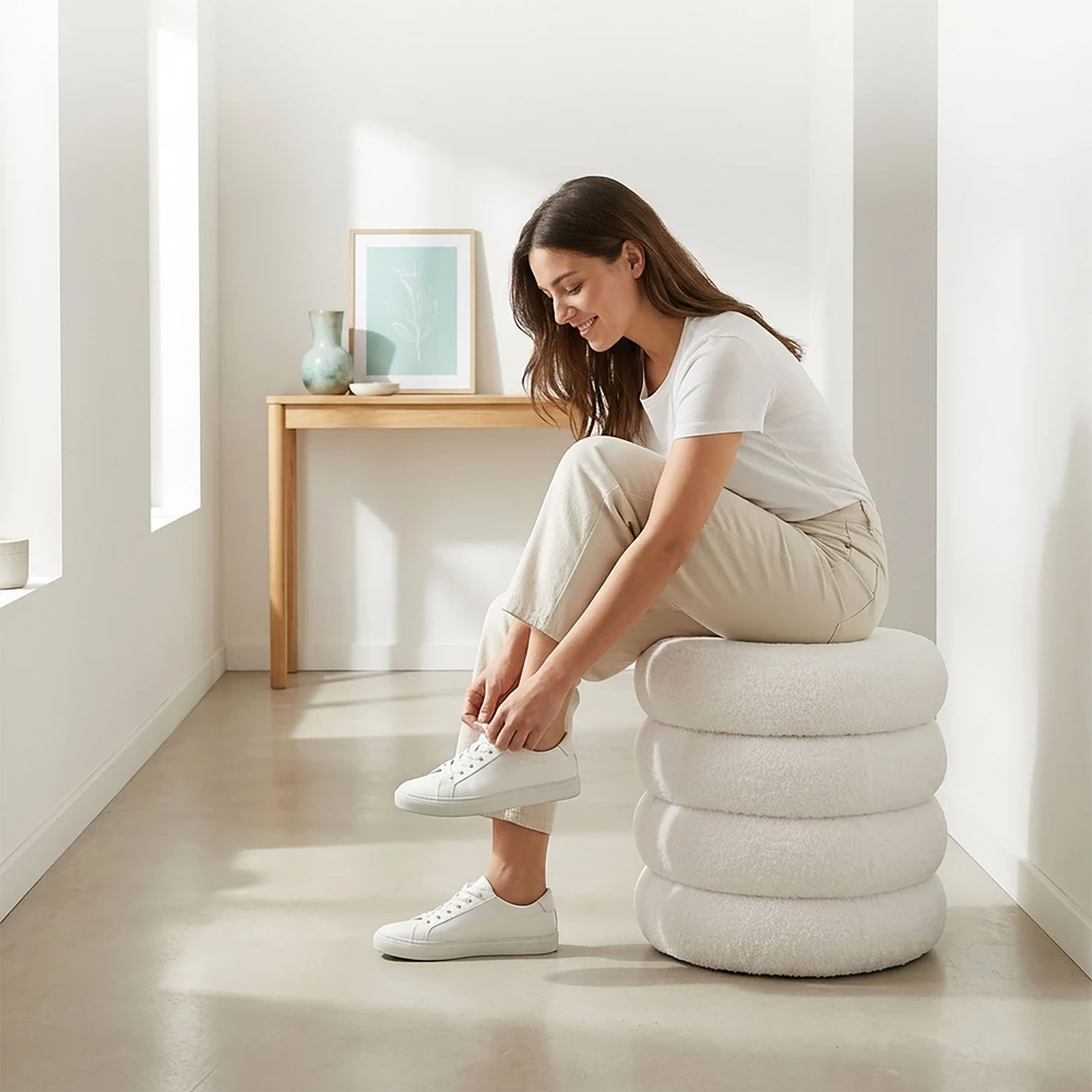 Relaxdays BUBBLE cilindro formos pufas su daiktadėže