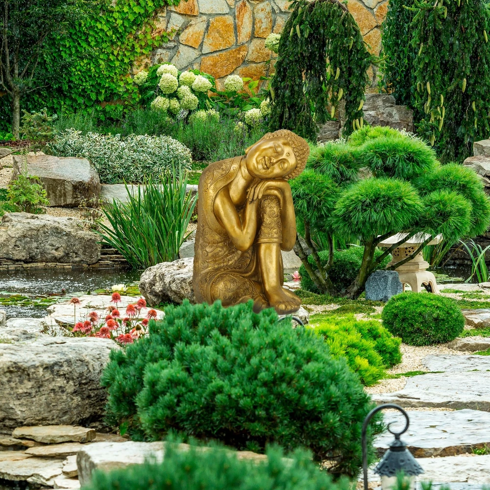 Relaxdays Budos statula su galva ant kelio