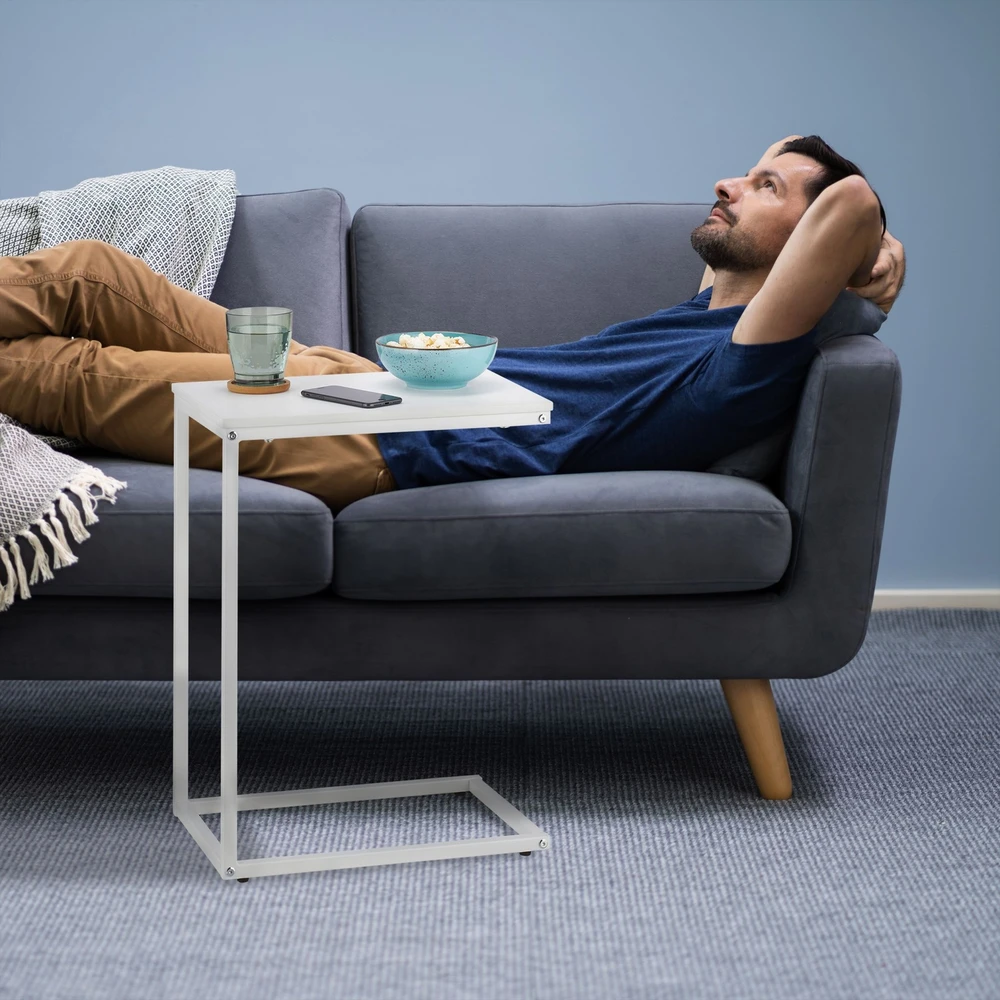 Relaxdays C formos šoninis staliukas baltas