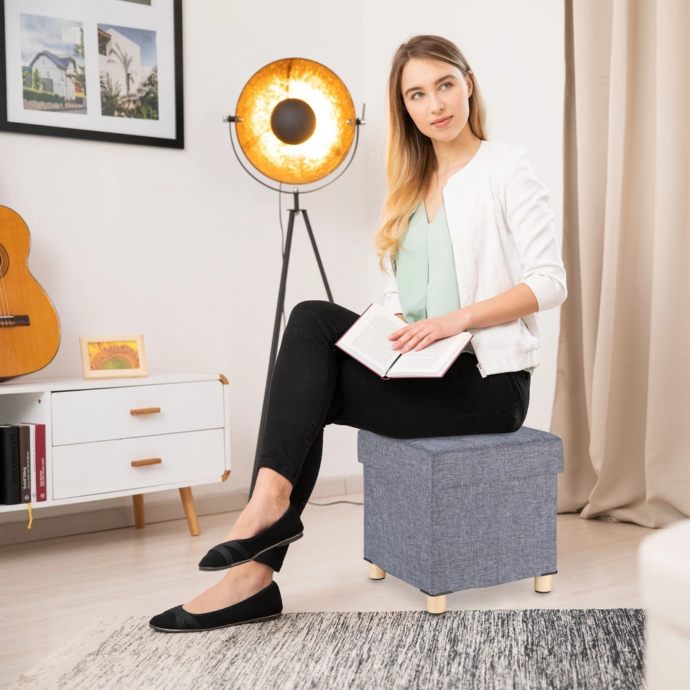 Relaxdays Daiktadėžė-pufas sėdėjimui