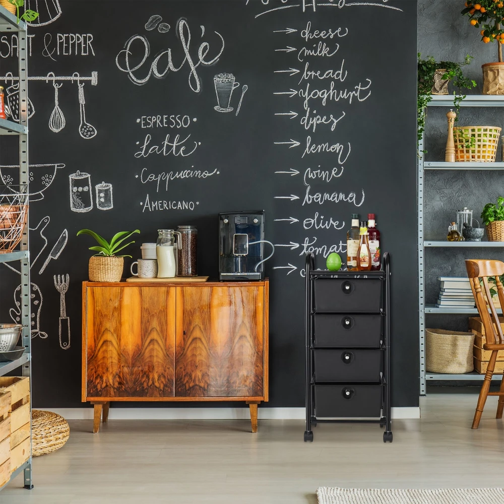 Relaxdays Daiktų laikymo vežimėlis su 4 stalčiais