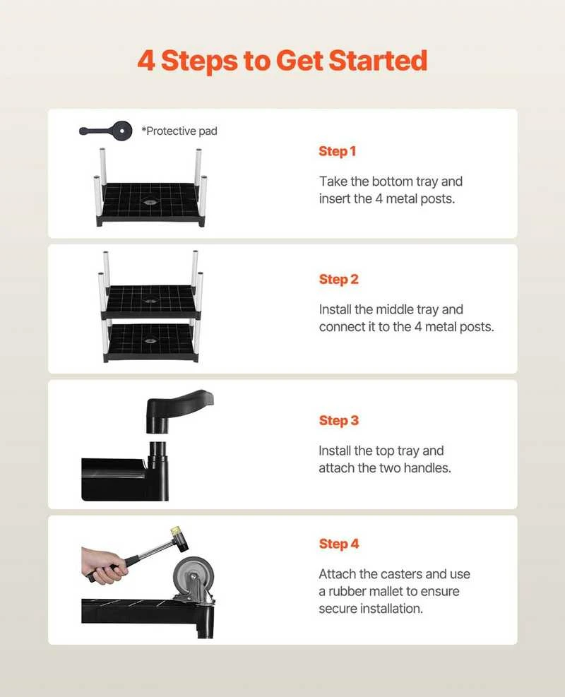 VEVOR Daugiafunkcinis vežimėlis su ratais