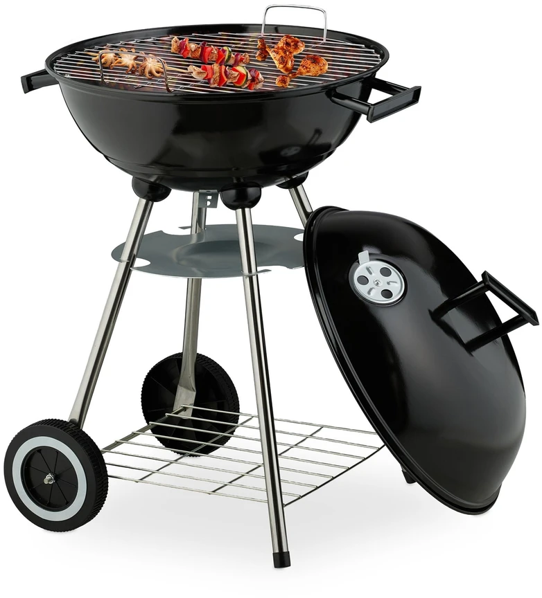 Relaxdays Didelė katilo tipo BBQ kepsninė ant ratukų