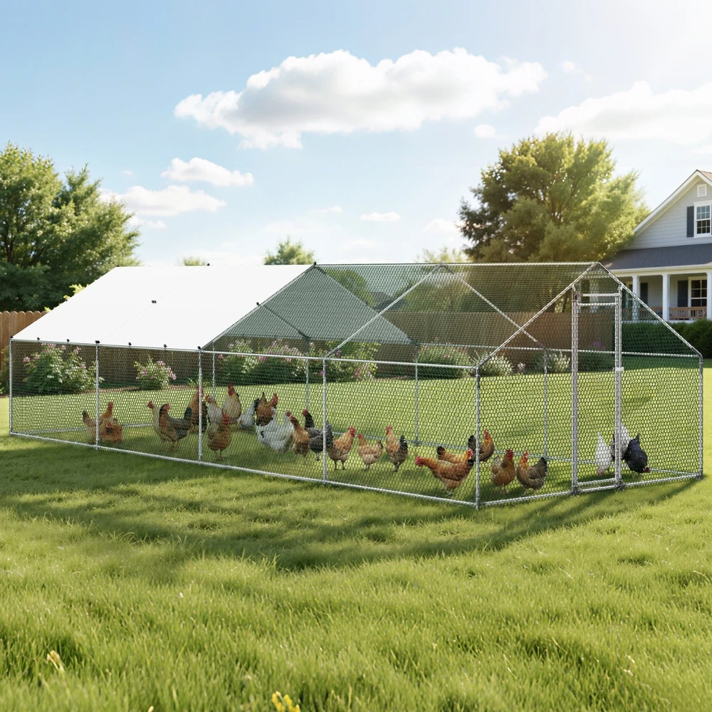 VEVOR Didelė metalinė vištidė 3 x 8 x 2 m