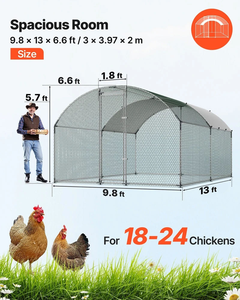 VEVOR Metalinė vištidė 3x4x2 m su užraktu