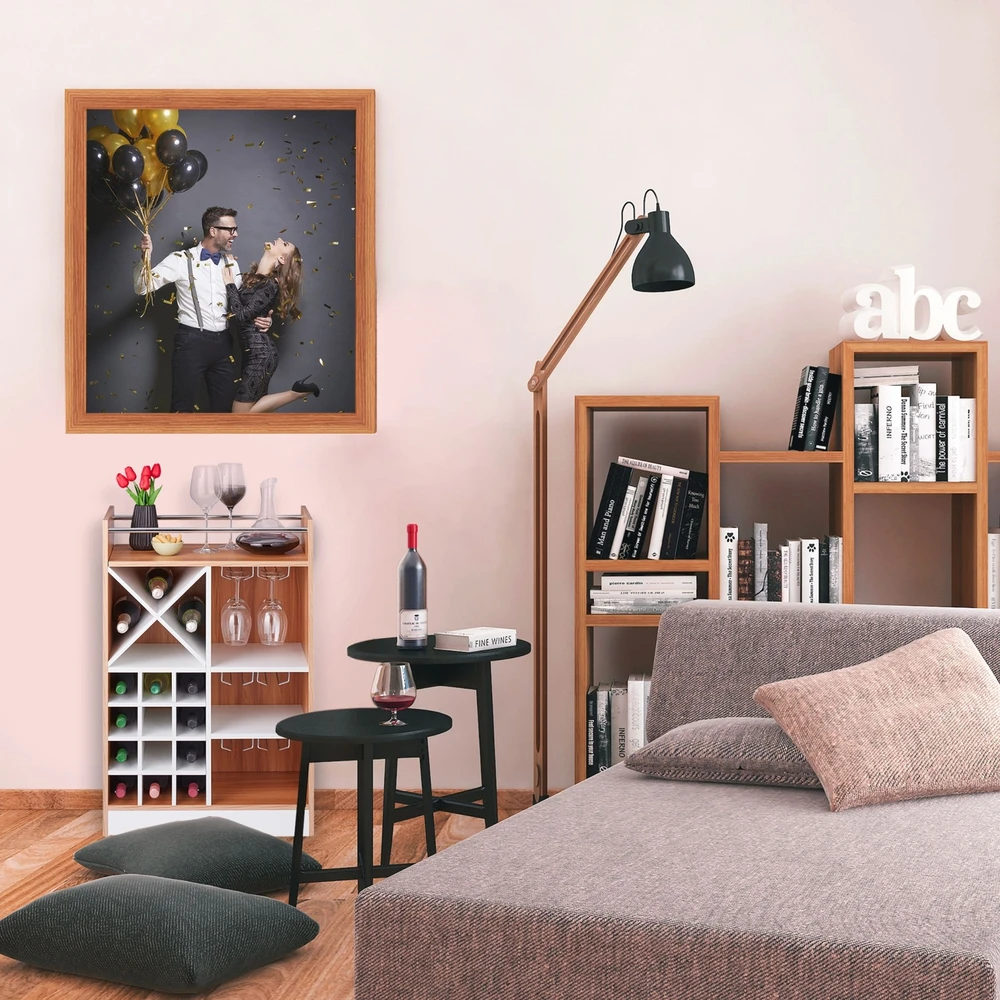 Relaxdays Didelė vyno lentyna su taurių laikikliu