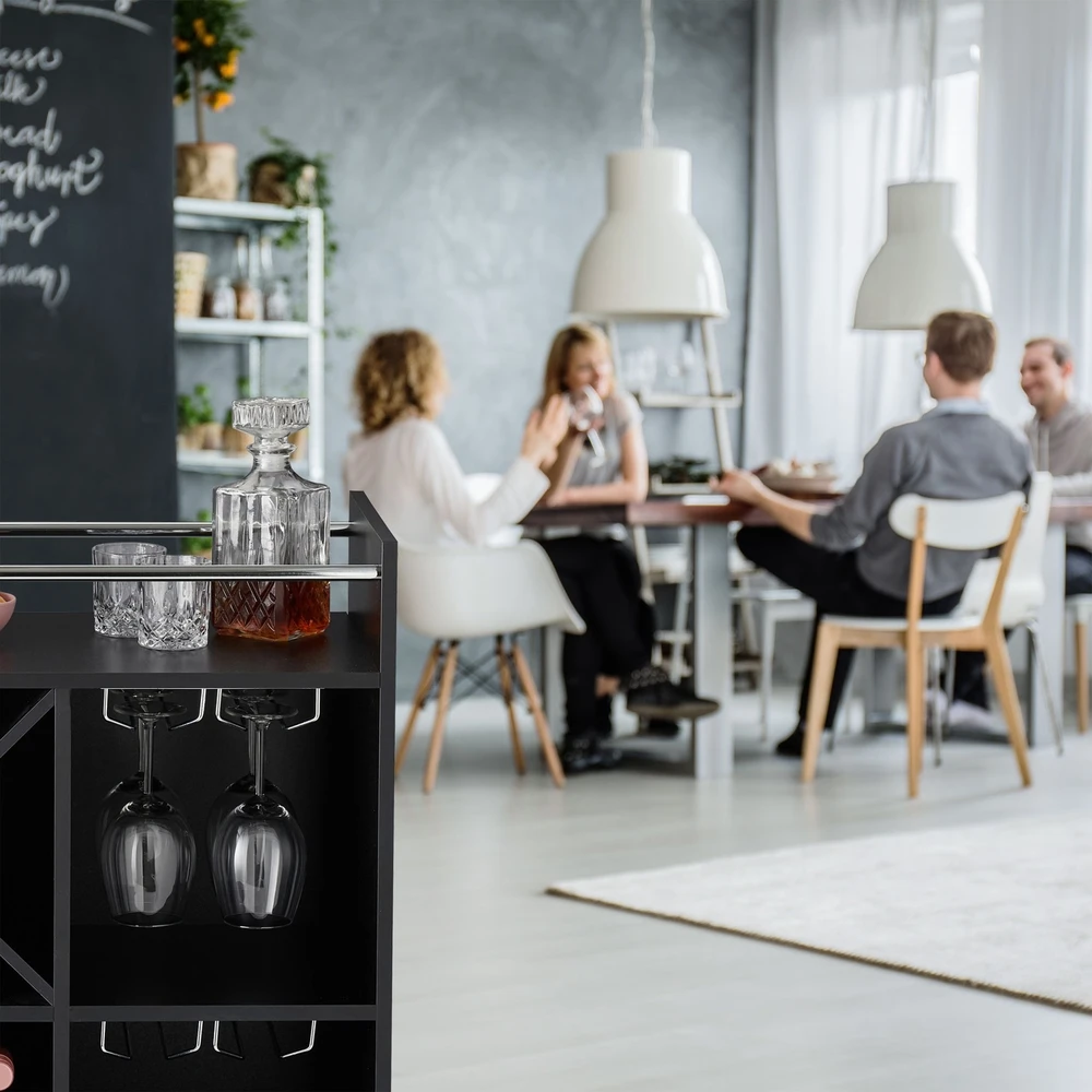 Relaxdays Didelė vyno lentyna su taurių laikikliu