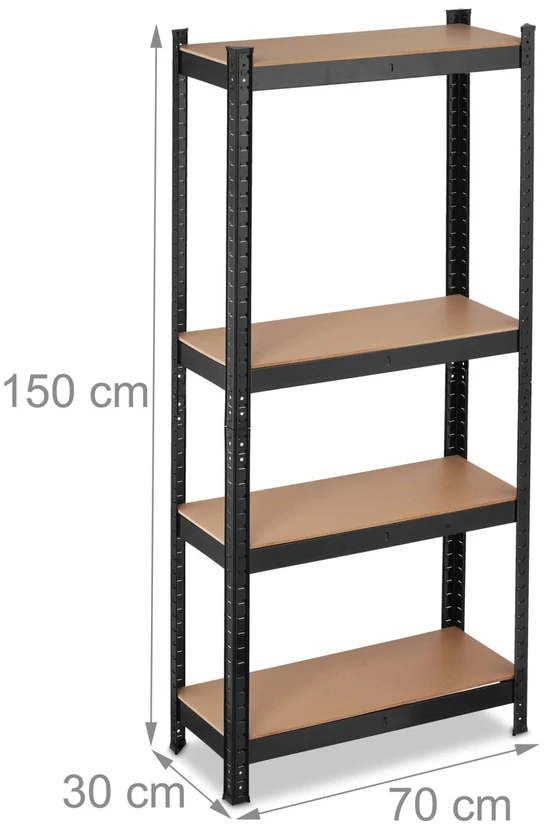 Relaxdays Didelės apkrovos lentynų stelažas 150 cm juodas
