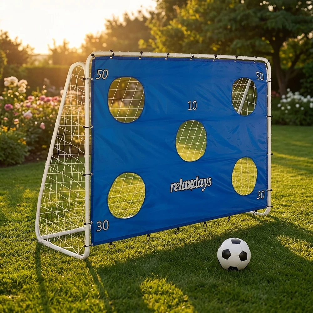Relaxdays Dideli futbolo vartai su taikinių siena