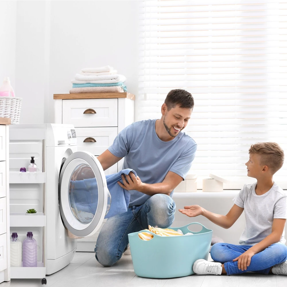 Relaxdays Didelis baltas siauras vežimėlis su 4 lentynomis