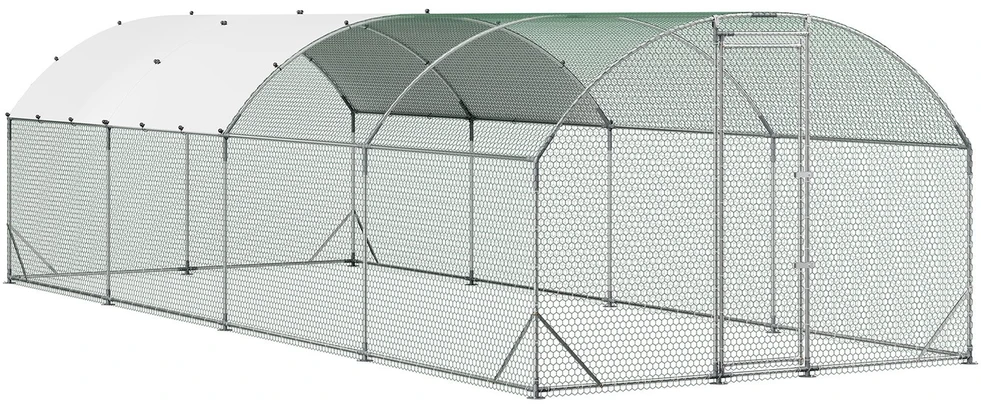 Vevor Didelis metalinis vištidės voljeras 2,7 x 7,6 x 2 m