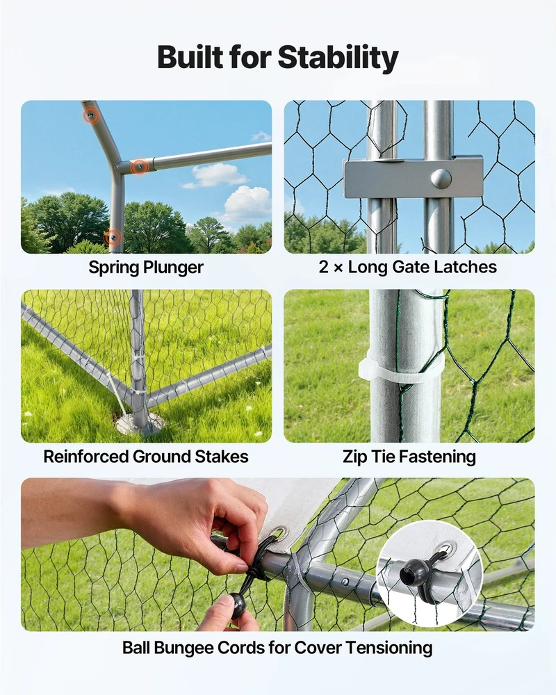 Vevor Didelis metalinis vištų voljeras 2 x 2 x 2 m
