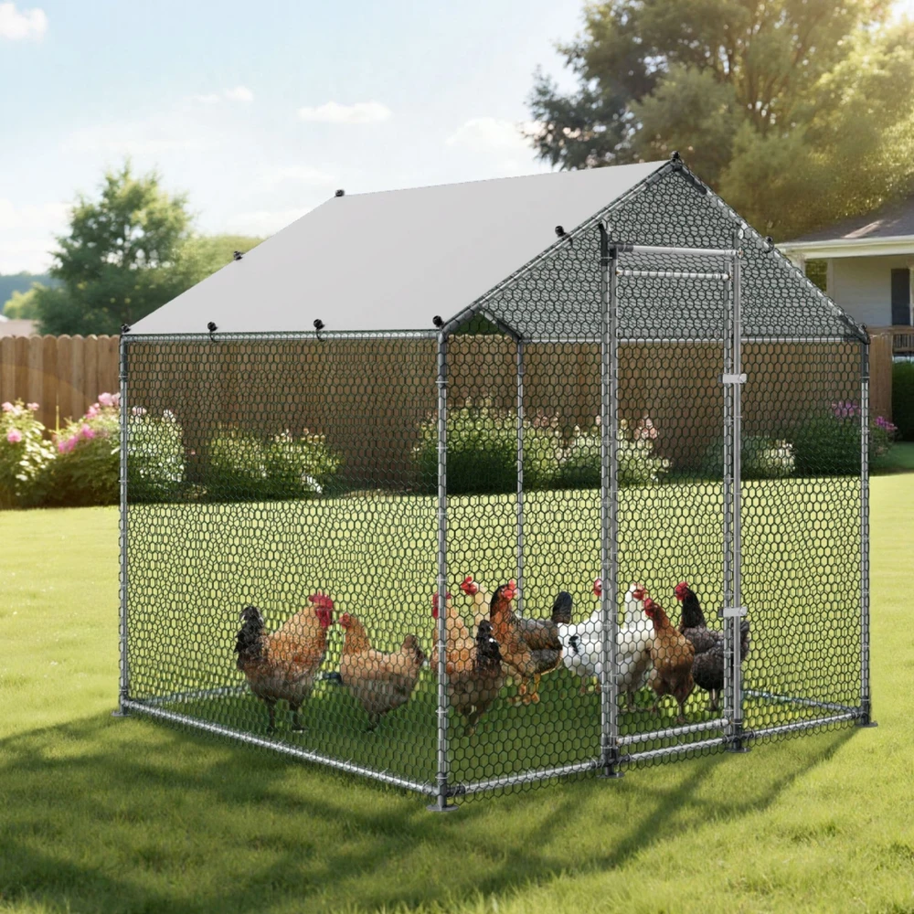 Vevor Didelis metalinis vištų voljeras 2 x 2 x 2 m