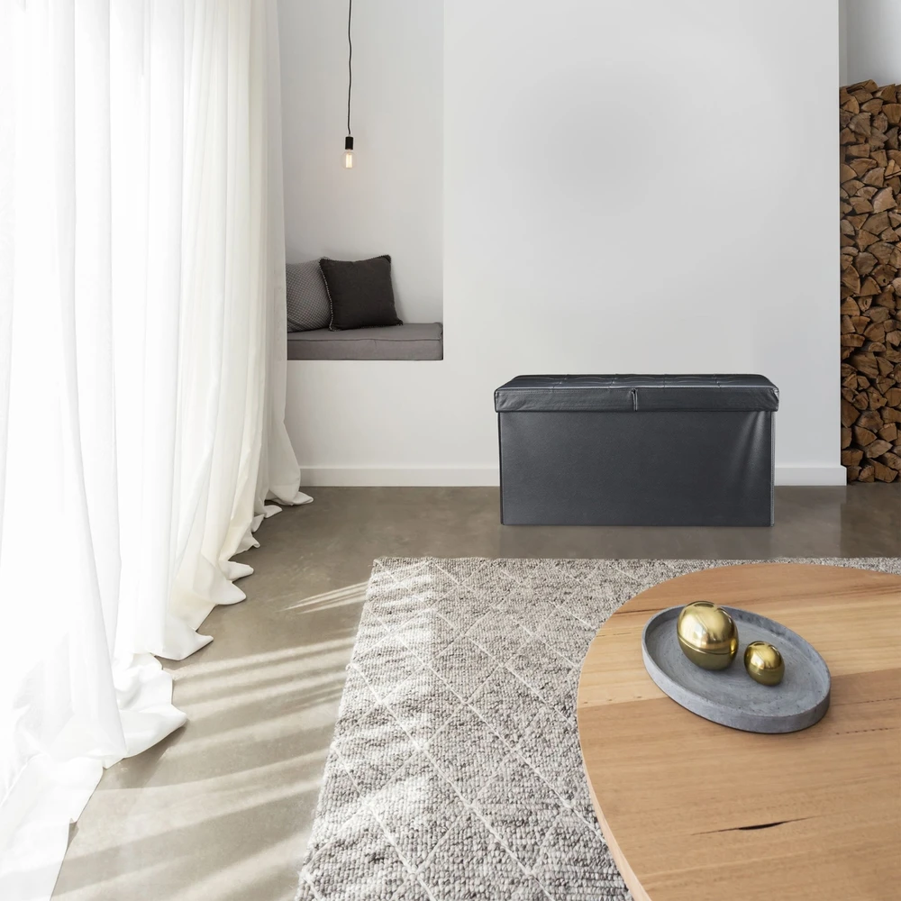 Relaxdays Dirbtinės odos daiktadėžė-suolas su dangčiu