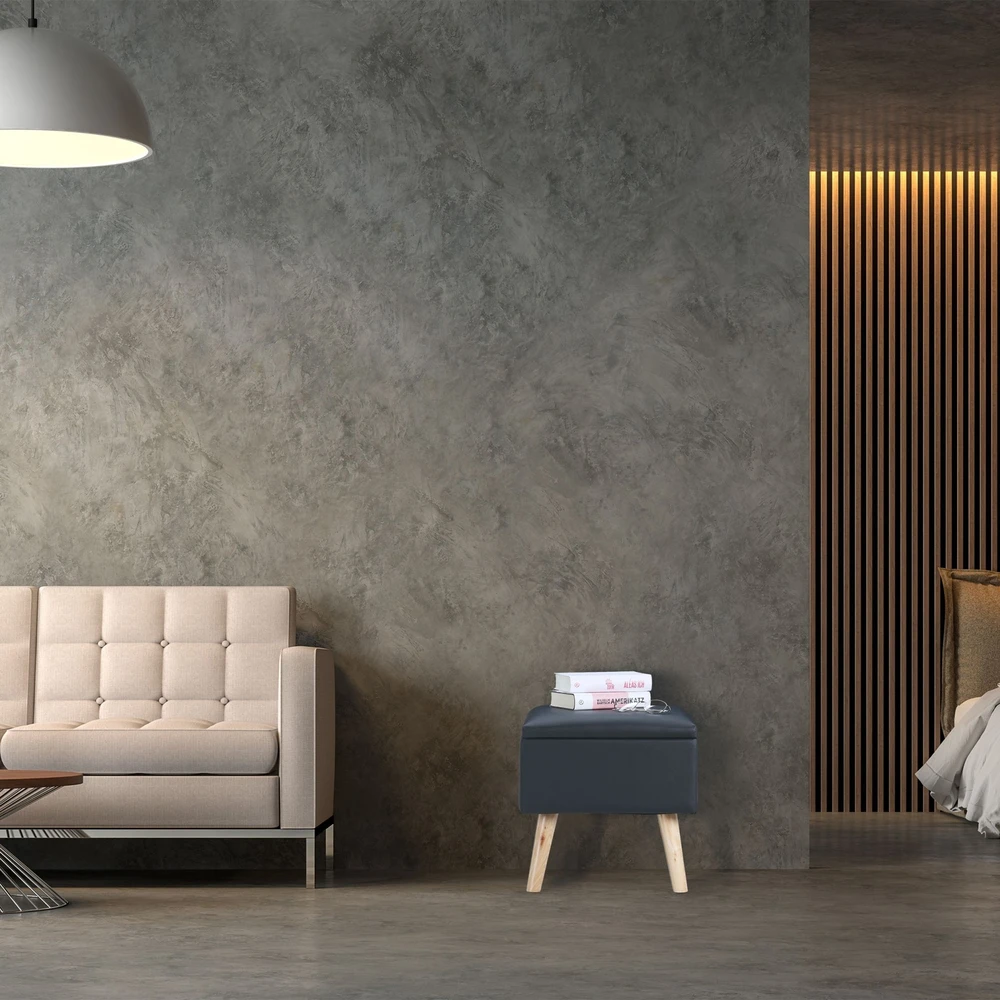 Relaxdays Dirbtinės odos pufas su daiktų laikymo skyriumi