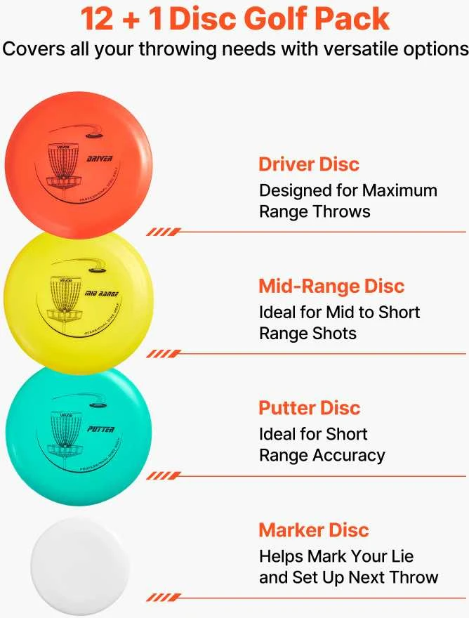 VEVOR Disc golf rinkinys, 12 diskų pradedantiesiems