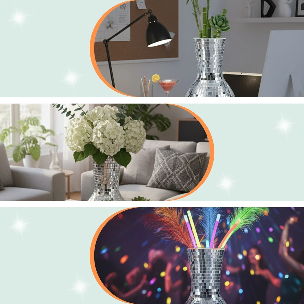 Relaxdays Disko vaza su veidrodine mozaika, 28 cm