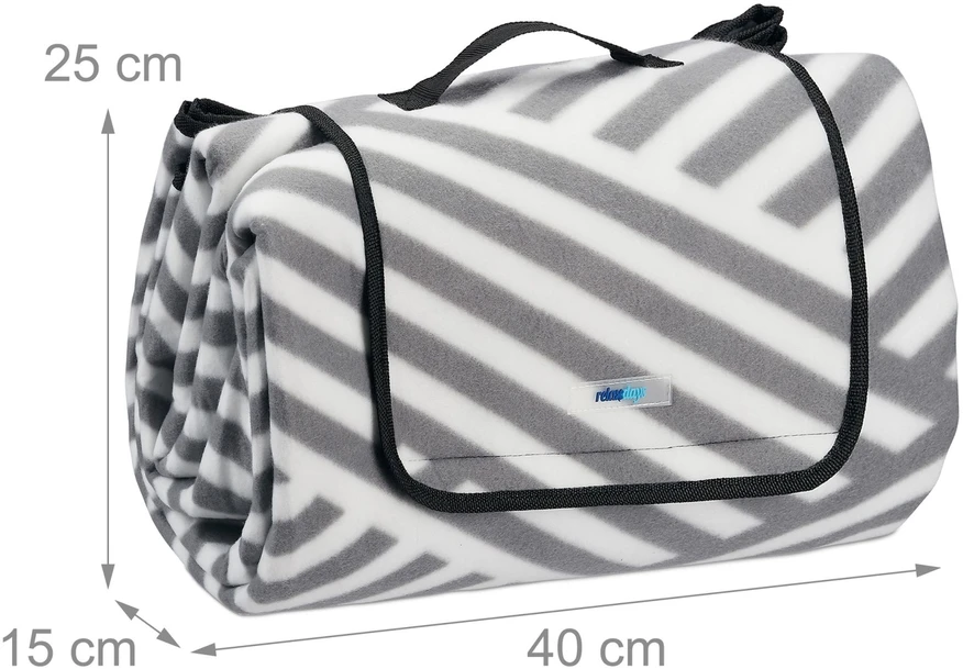 Relaxdays Dryžuota pikniko antklodė pilkai-balta