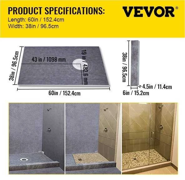 VEVOR Dušo hidroizoliacinis komplektas 965x1524 mm su nutekėjimo anga