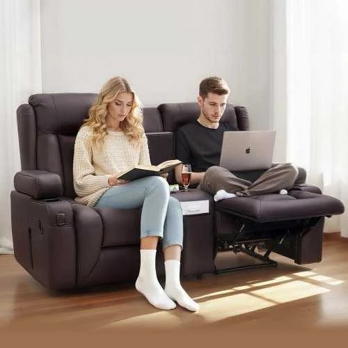 VEVOR Dviejų vietų atlošiama sofa su centriniu console