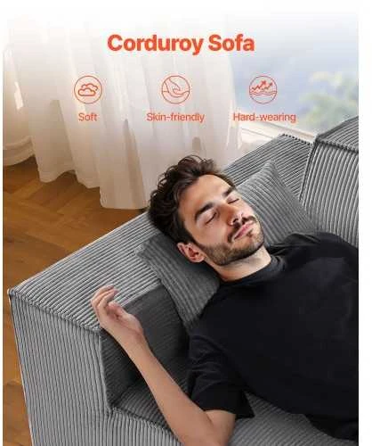 VEVOR Dviejų vietų šviesiai pilkas sofa be surinkimo