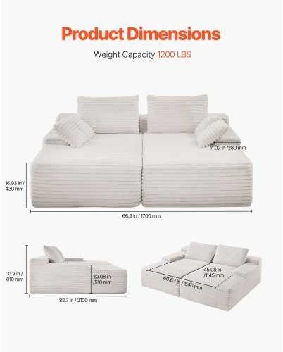 VEVOR Dviguba poilsio sofa iš velvetinio audinio
