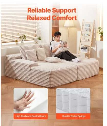 VEVOR Dviguba poilsio sofa iš velvetinio audinio