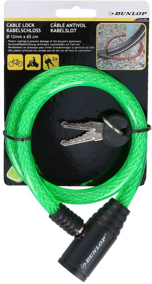 Dunlop Dviračio spiralinis užraktas rakteliu 1,2x65 cm žalias