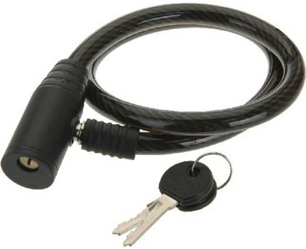 XQMAX dviračio spyna spiralė su raktu 0,8x65cm juoda