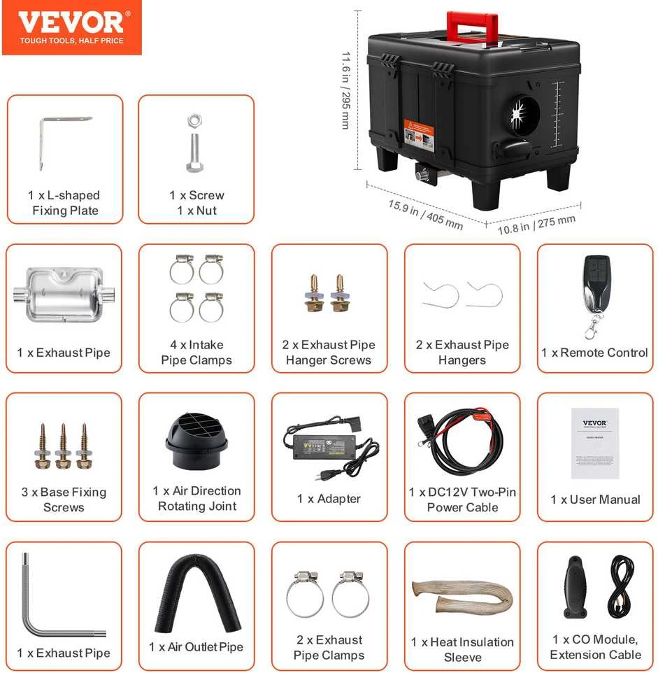 VEVOR Dyzelinio oro šildytuvas su Bluetooth valdymu