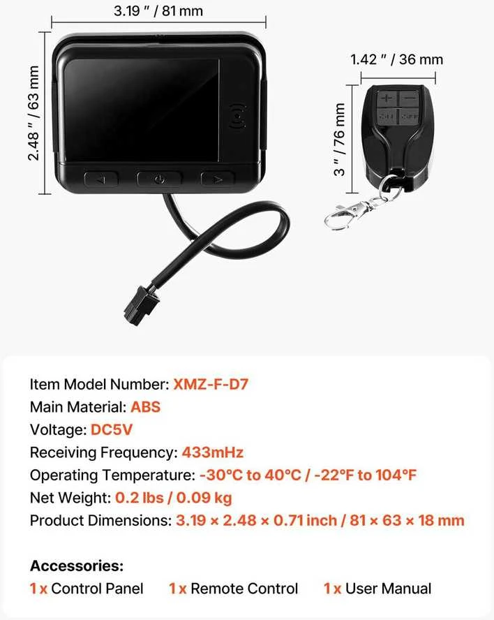VEVOR Dyzelinio oro šildytuvo valdiklis DC5V su LCD