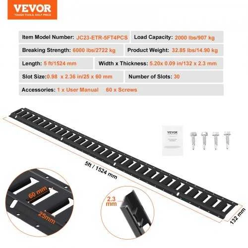 VEVOR E bėgių tvirtinimo rinkinys, 4 komplektai, 907 kg apkrova
