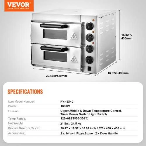 VEVOR Elektrinė stalviršinė picos krosnelė 14" picai