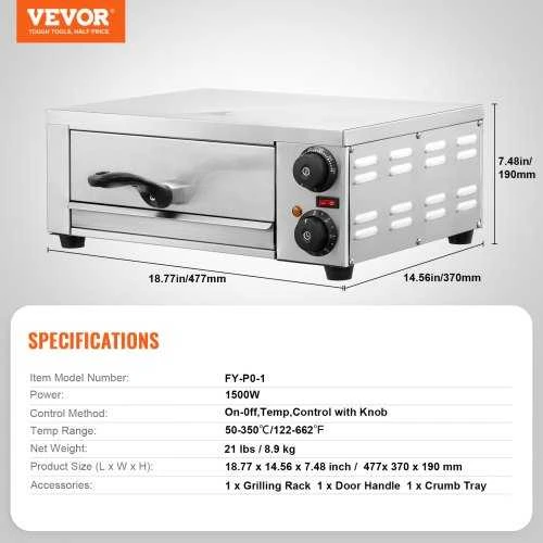 VEVOR Elektrinė stalviršio picos krosnelė 1500W