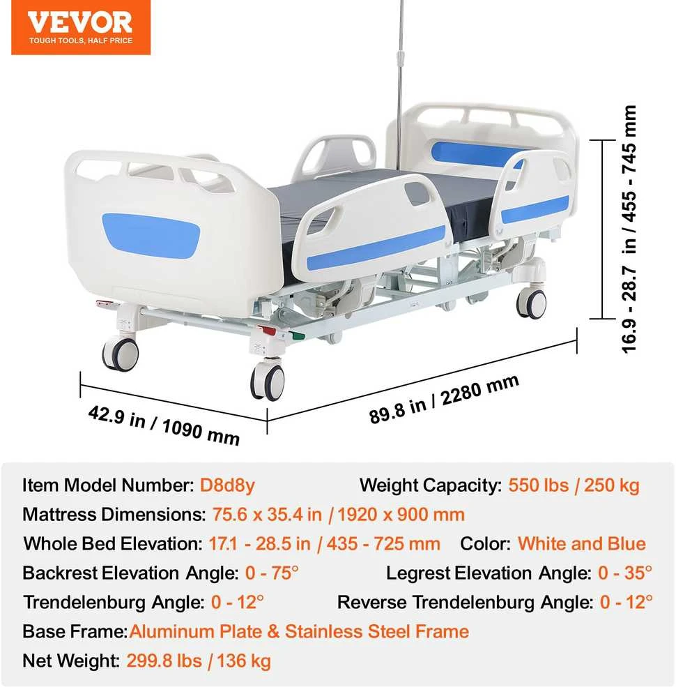 Vevor Elektrinė ligoninės lova su 5 funkcijomis
