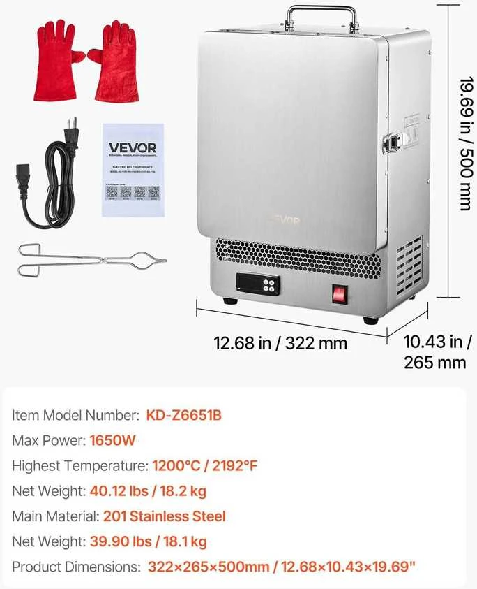 VEVOR Elektrinė lydymo krosnis su PID valdymu