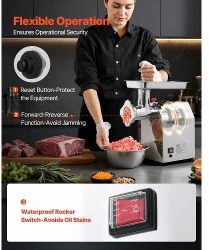 VEVOR Elektrinė mėsmalė ir dešrų kimštuvė 4,2kg/min virtuvei