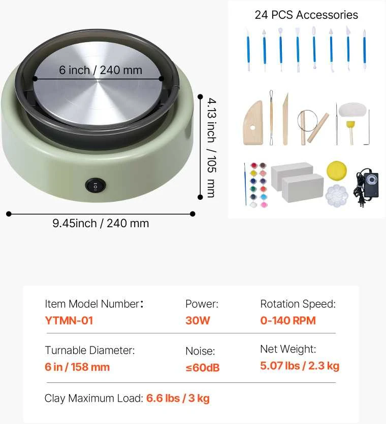 VEVOR Elektrinė mini keramikos ratelis vaikams