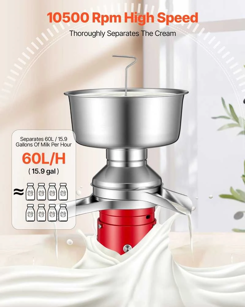 Vevor Elektrinė pieno separatorių mašina, 60 L/h