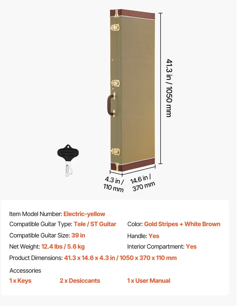 VEVOR Elektrinės gitaros kietas dėklas 1050 mm
