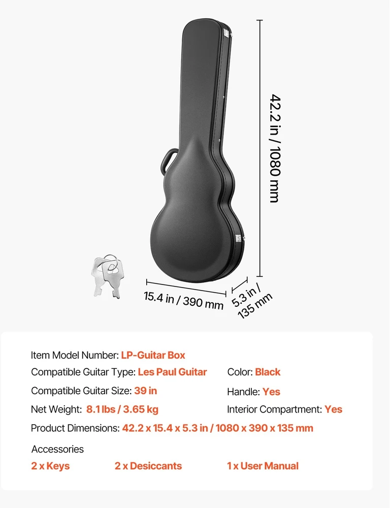 VEVOR Elektrinės gitaros kietas dėklas 1080 mm