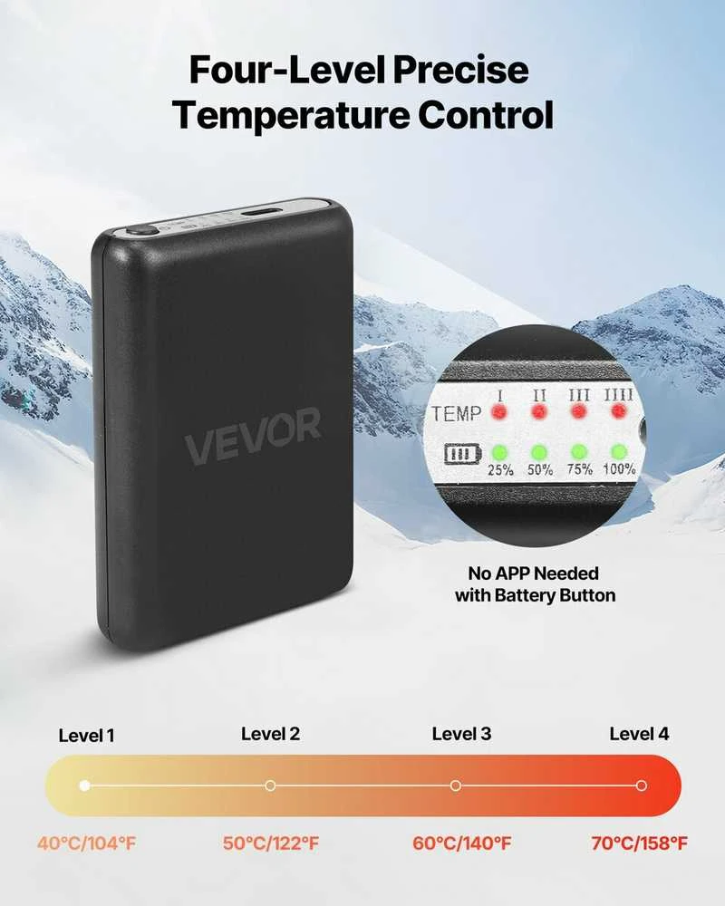 VEVOR Elektriniai šildomi kojines su 5000mAh baterija