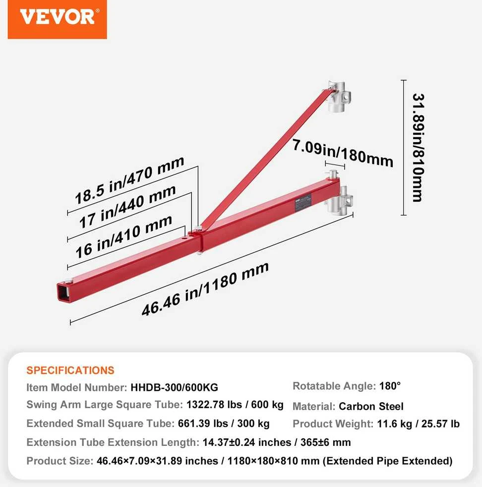 VEVOR Elektrinio keltuvo laikiklis, maksimali apkrova 600 kg