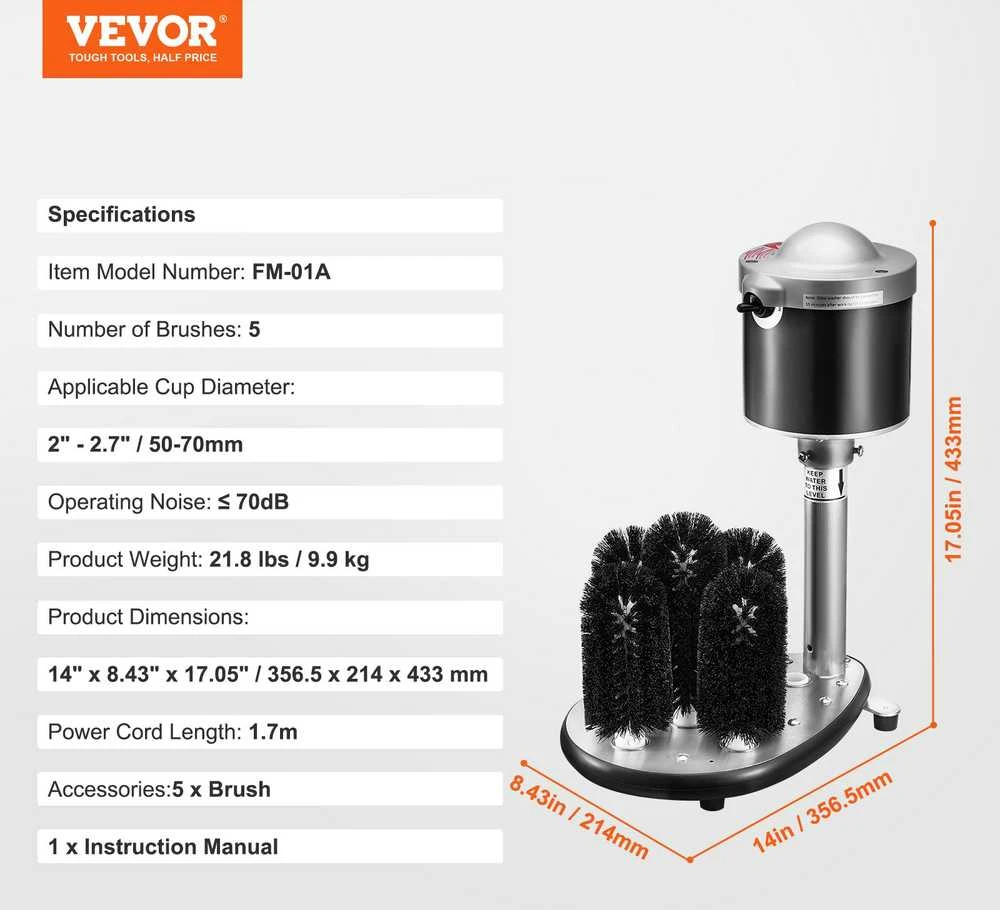 VEVOR Elektrinis 5 šepetėlių stiklinis ploviklis