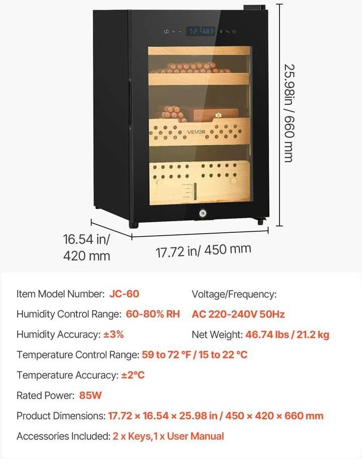 Drėkintuvas VEVOR Elektrinis 60L cigarų humidoras namams
