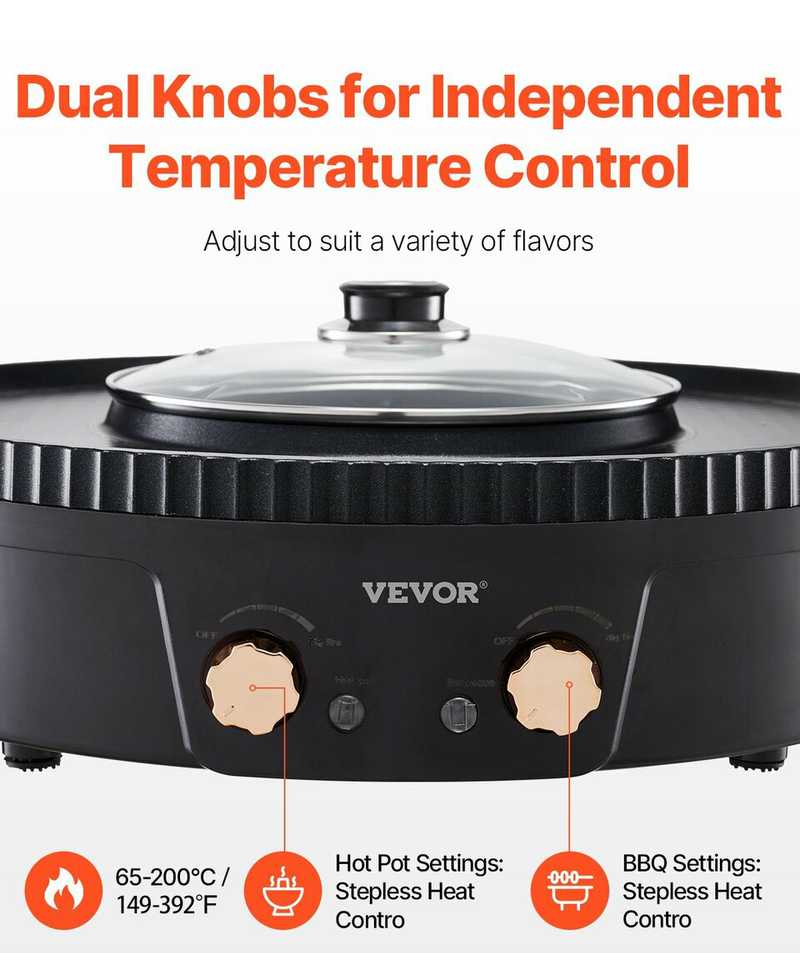 Vevor Elektrinis grilis ir hotpot 1800W 2-in-1