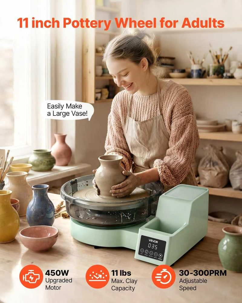 VEVOR Elektrinis keramikos ratas su aliuminio stalu, 28 cm